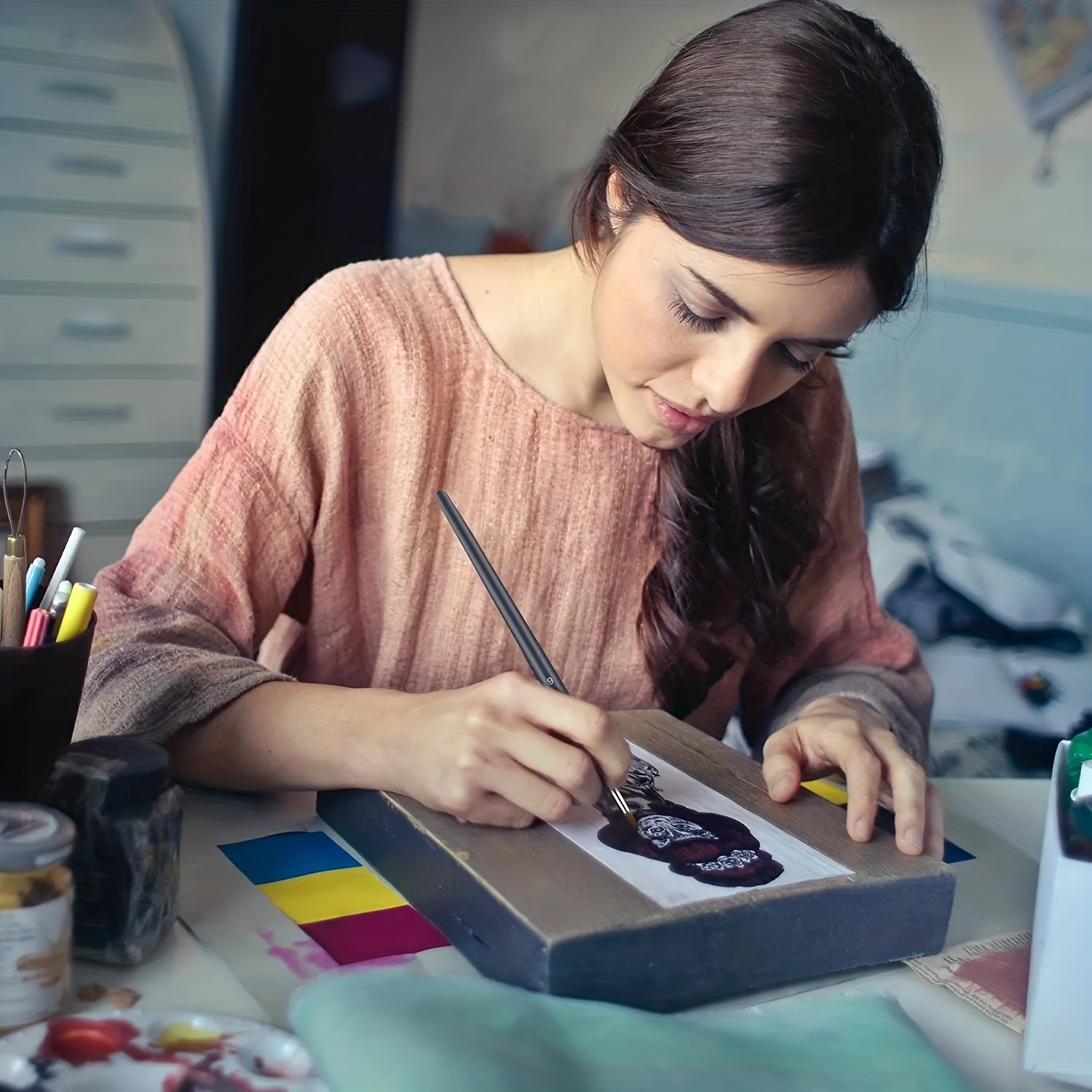 11/22pcs Miniature Paint Brushes Set Fine Detail Paint Brush Fine Mini Artist Brush For Watercolor Painting Acrylic Face Paint