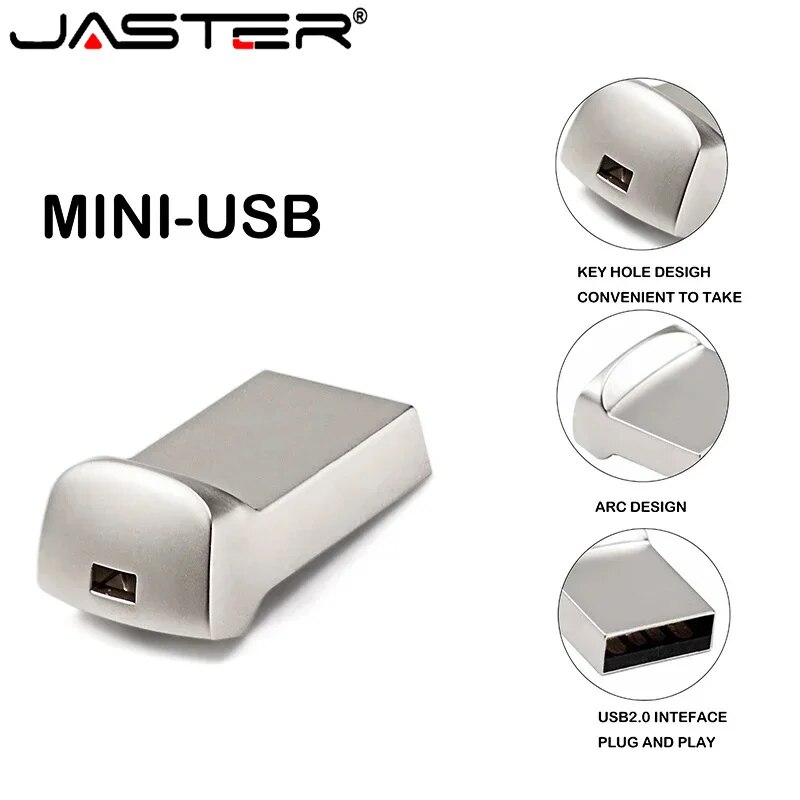 JASTER Super Mini Metal USB Flash Drives 64GB Creative Business Gifts Memory Stick Black Pen Drive 32GB Silver Pendrive 16GB