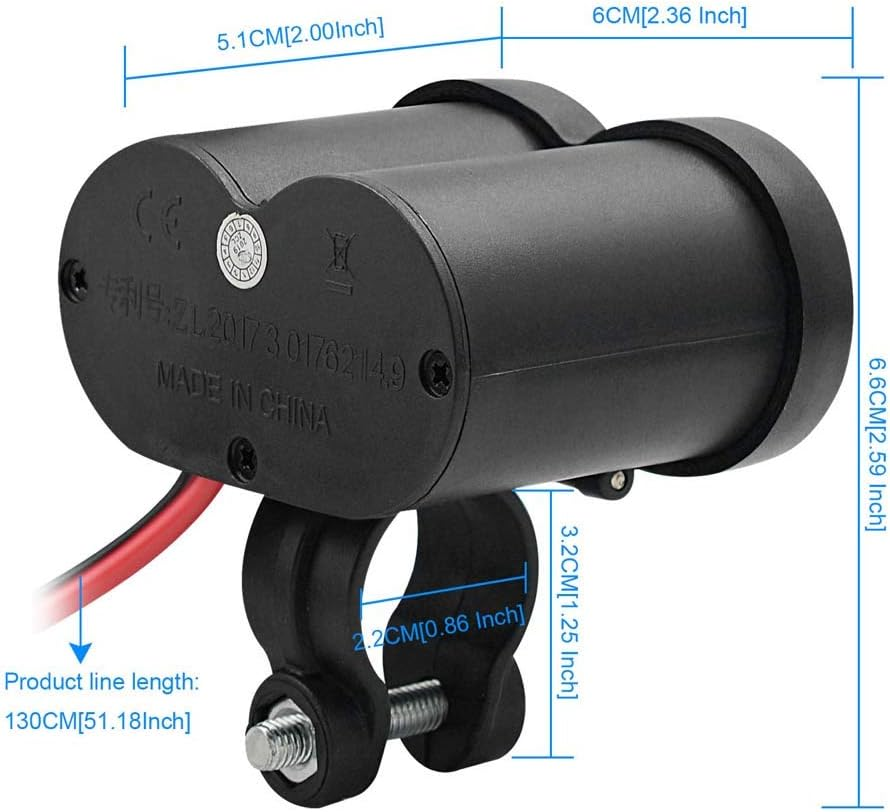 12V オートバイデュアル USB 充電器スイッチ付き、防水シガーライターソケット、オートバイハンドルバークランプ
