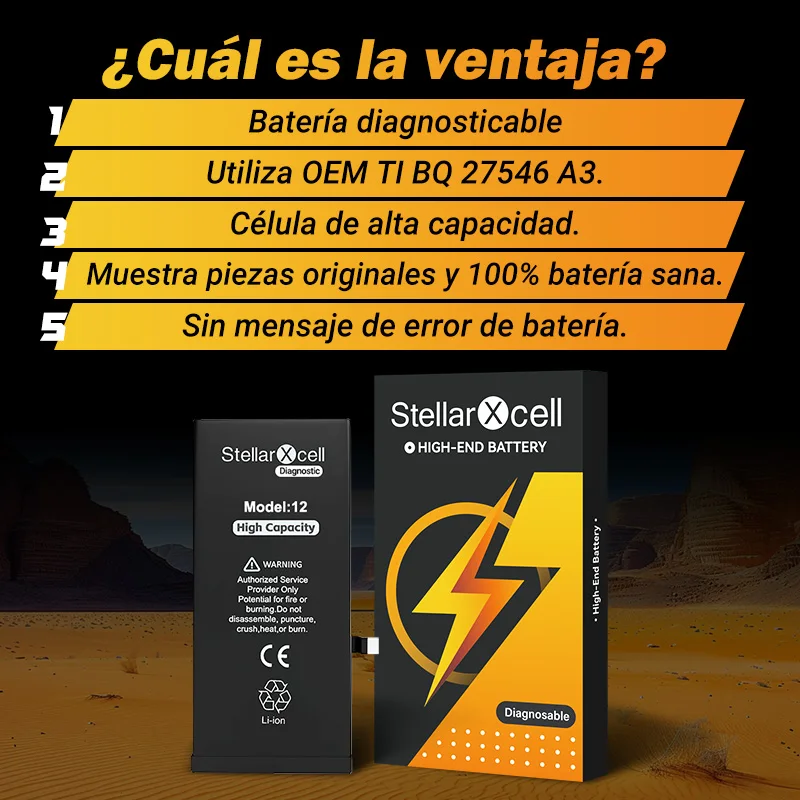 La batería de diagnóstico StellarXcell muestra una pieza genuina sin mensaje emergente para iphone 12 13 Pro max 14 Plus 15Pro max 14Pro 12 13mini