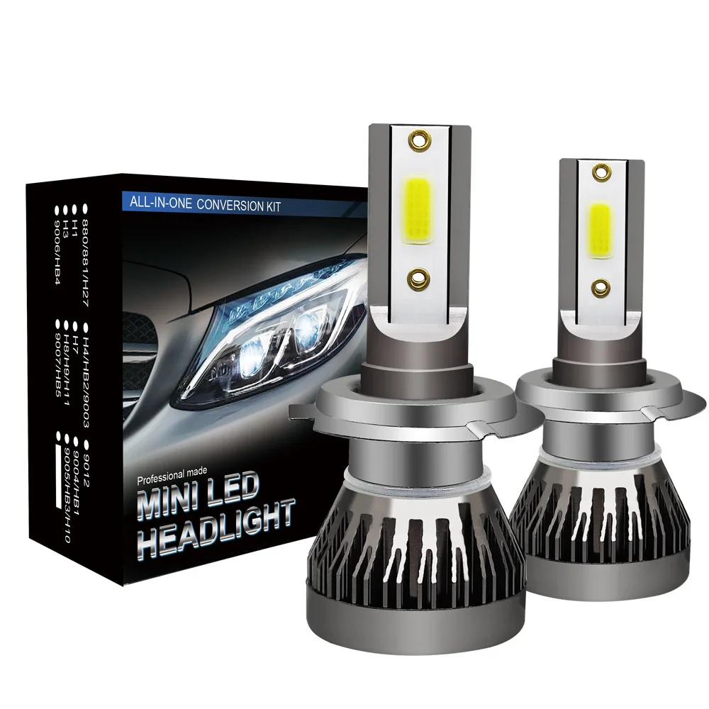 2 unidades/par mini luzes auto h7 led h4 lâmpada h3 h8 h9 h11 9005 9006 9012 6000lm farol do carro h1 6000k luz de nevoeiro automática 12v lâmpada led