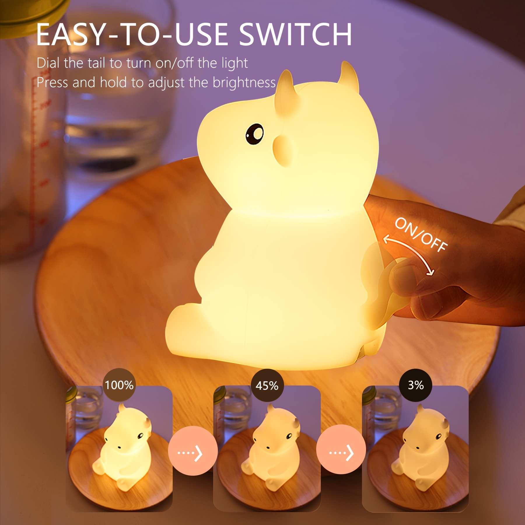 1 mordível silicone vaca criativa luz noturna usb luz led presente brinquedo dormir lightbedrnight lampoom decoração para crianças