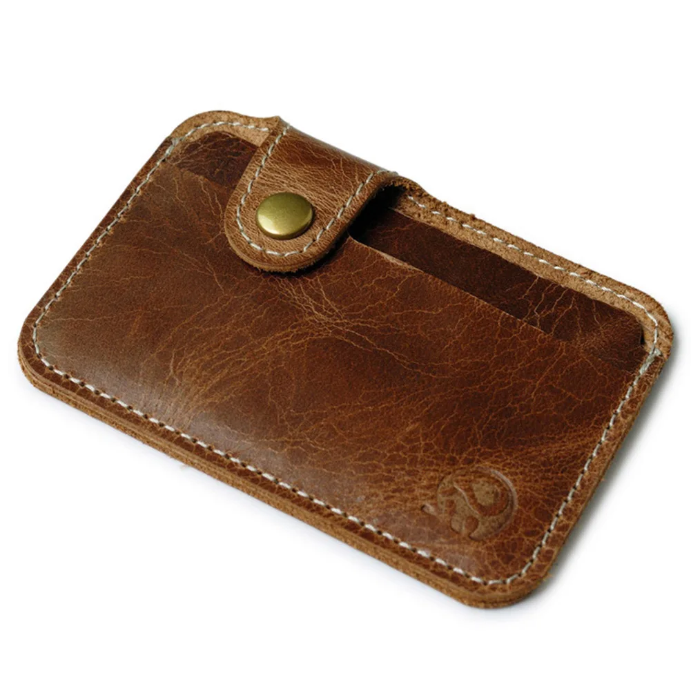 Tarjetero corto de cuero mate para hombre, tarjetero Retro de tela esmerilada con múltiples tarjetas, monedero minimalista, bolso para monedas a presión