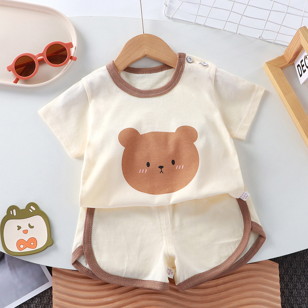Sommer Baumwolle Cartoon lässig Kinder Set Babykleidung Mädchen Mädchen Jungen T-Shirt + Shorts 2 Stück 0-4 Jahre alte Kinderkleidung