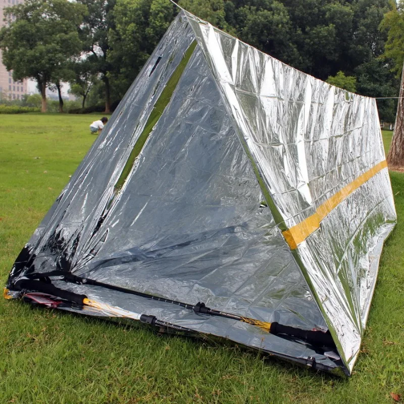 Tente d'urgence extérieure, couverture de survie, couverture de premiers secours, couverture isolante, tente Simple, protection solaire, couverture spatiale