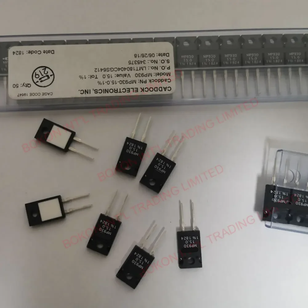 MP930 15 OHM 30W 1% Resistencias de película gruesa MP930-15.0-1% Orificio pasante MP930 15,0 ohmios 30 vatios Resistencias de película de potencia