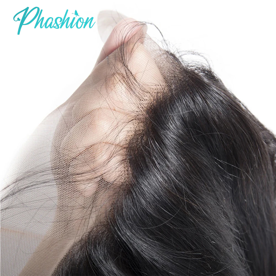 Phashion 28 Zoll 13x6 Lace Frontal Straight Preplucked Swiss Verschluss Transparent Full Front Only Natural Black 100 % Echthaar
