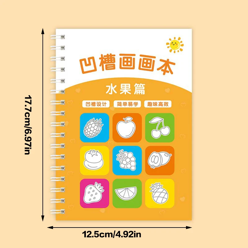 Libro da disegno con scanalatura per bambini Scuola materna 3-14 anni Disegno per bambini Pratica di base Libro da disegno con scanalatura Quaderno magico