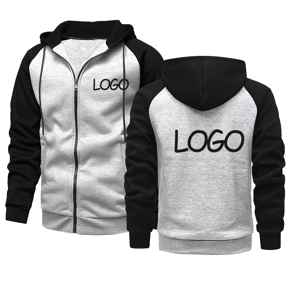 DIY personaliza tu logotipo de la marca sudadera con capucha informal para hombres y mujeres Tops contraste Zip calle personalidad sudadera regalos personalizados