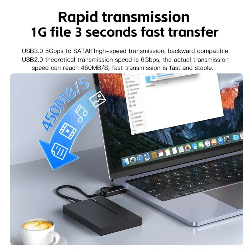 USB3.1 SSD/HDD case 2.5" External Hard Drive Enclosure USB 3.0 Hard Disk Case Supports 7mm 9.5mm SATA SSD HDD 6TB For Laptop PC
