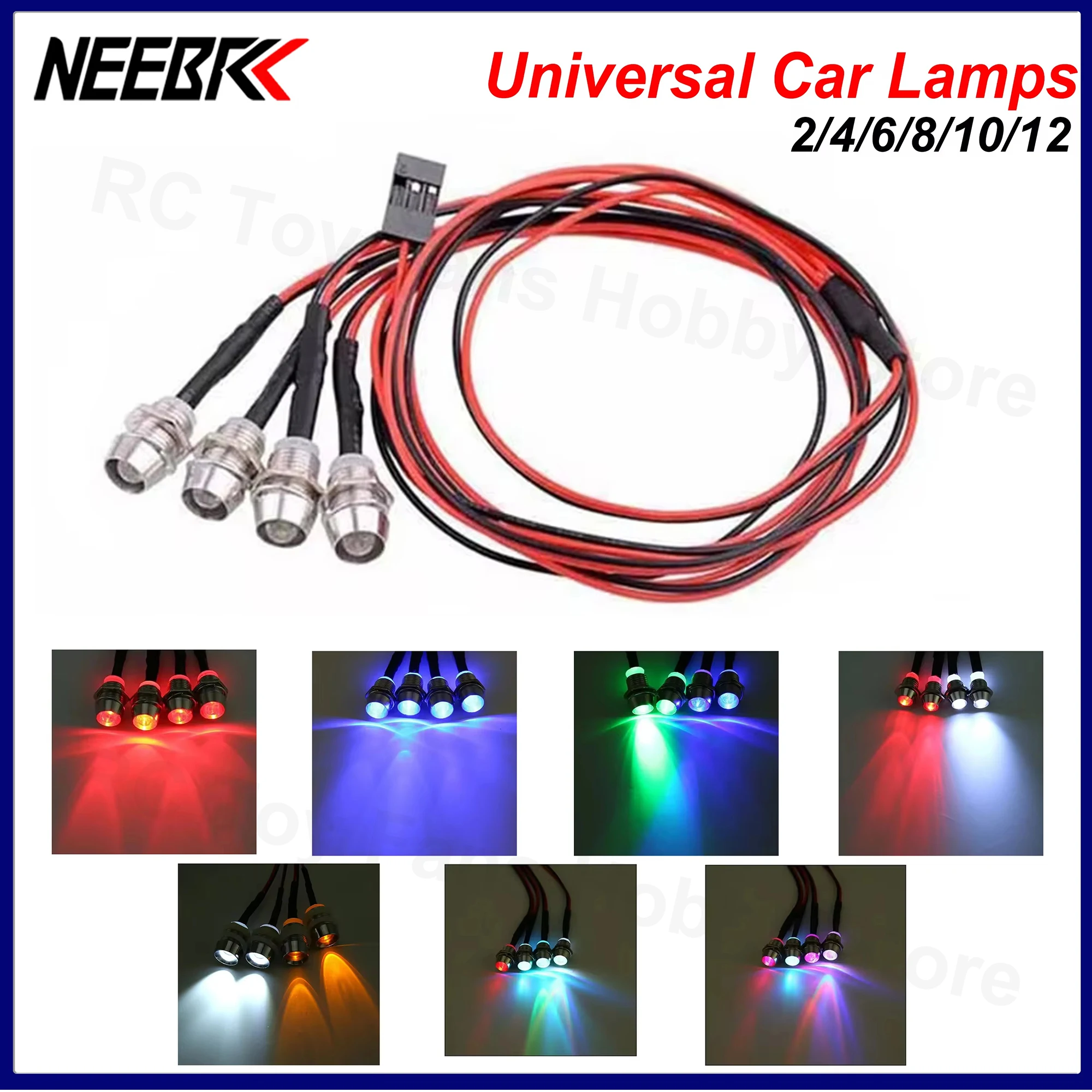 RC LED Light ชุดไฟหน้าสําหรับ 1/10 1/8 1/12 RC รถรถบรรทุก Crawler Drift ไฟหน้ารถไฟท้าย TRAXXAS HSP HPI MN99 MN90 Wltoys