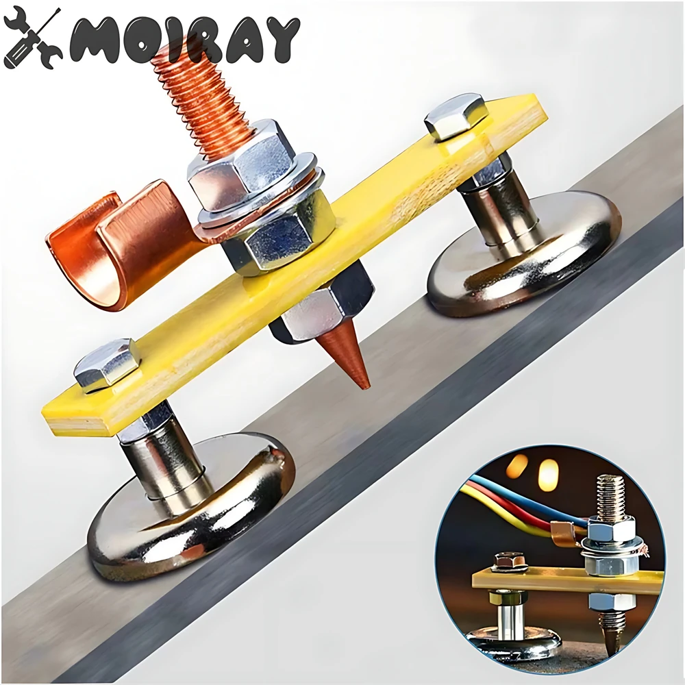 Cabezal magnético de soldadura, abrazadera de tierra fija de soldadura magnética, soporte de soldadura magnética fuerte individual/doble para tierra de soldadura eléctrica