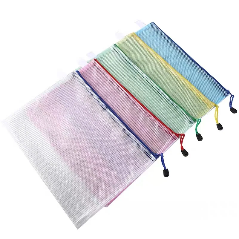 Nhựa Dẻo Trong Suốt A4 Lưới Tập Tin Thư Mục Kinh Doanh Tài Liệu Người Tổ Chức Túi Dây Kéo Văn Phòng Học Bút Chì Túi Trữ Văn Phòng Phẩm
