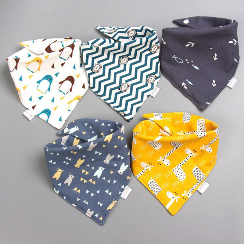 Toalla de Saliva para bebé, bufanda triangular, Bandana de algodón puro, Baberos impermeables, paño absorbente para recién nacidos, niños y niñas, bufanda para Saliva, 5 uds.