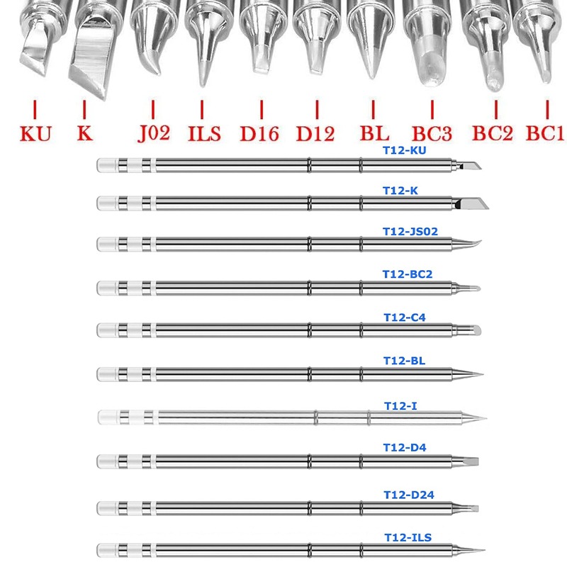 Паяльное жало t12 T12-KU BC1 J02 C4 K BL D24 Сменный нагреватель Паяльная головка Универсальная сварочная станция T12 Цифровая