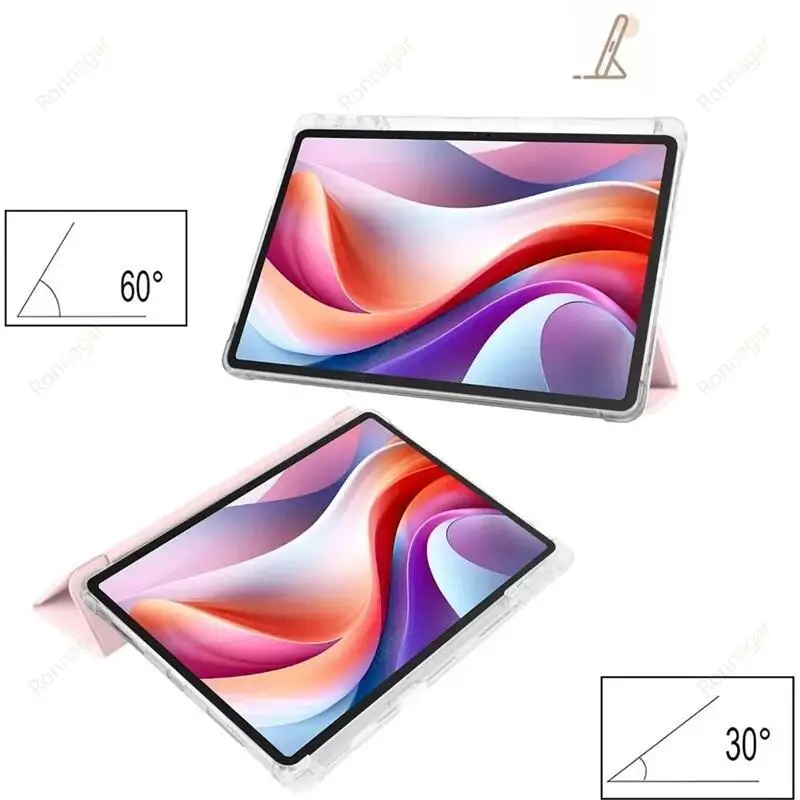Con estuche porta lápices para Lenovo Tab M11 11 "2024 TB330FU soporte delgado funda protectora de carcasa suave triple funda trasera translúcida