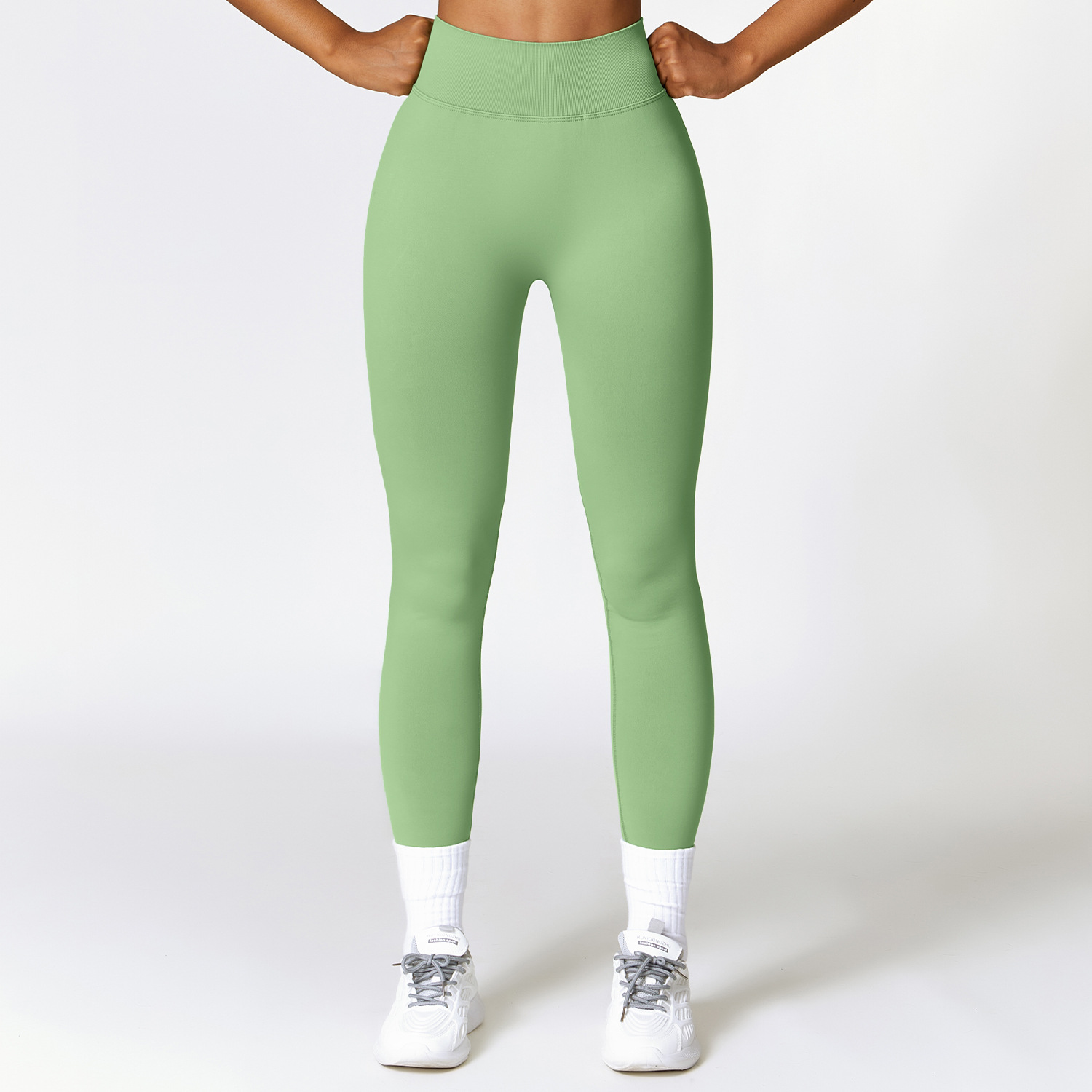 Damskie legginsy sportowe z dekoltem w kształcie litery V strój gimnastyczny legginsy fitness spodnie do jogi na świeżym powietrzu podnoszenie pośladków rajstopy sportowe nylon