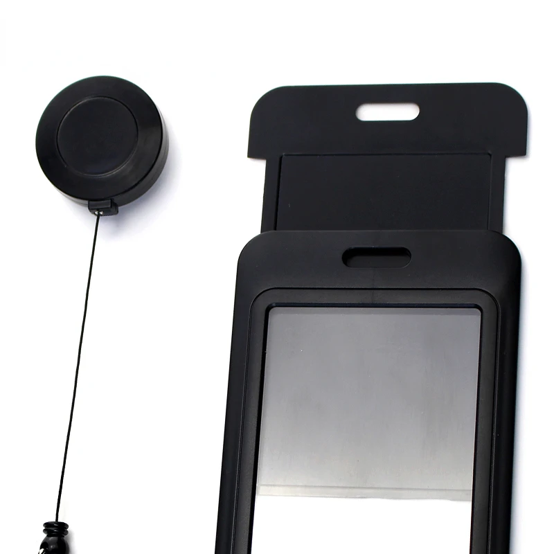 1Set Retractable Badge Holder Reel Staff Nurse Plastic Working Permit Holder Cover Exhibition Bus Pass Card Cover Case ID Sleeve