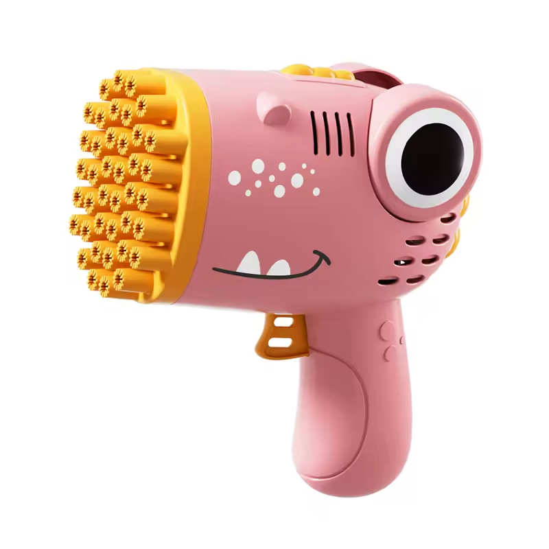 Máquina portátil de bolhas de dinossauro com 40 buracos, pistola elétrica de bolhas, brinquedo para festa de casamento ao ar livre (sem água de bolhas)