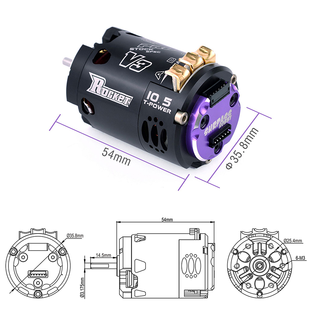 Surpass Hobby Rocket 540 V3 Bürstenloser Motor 5,5T 6,5T 8,5T 10,5T 13,5T 21,5T Für modifizierte Wettbewerb 1/10 1/12 F1 RC Drift Car