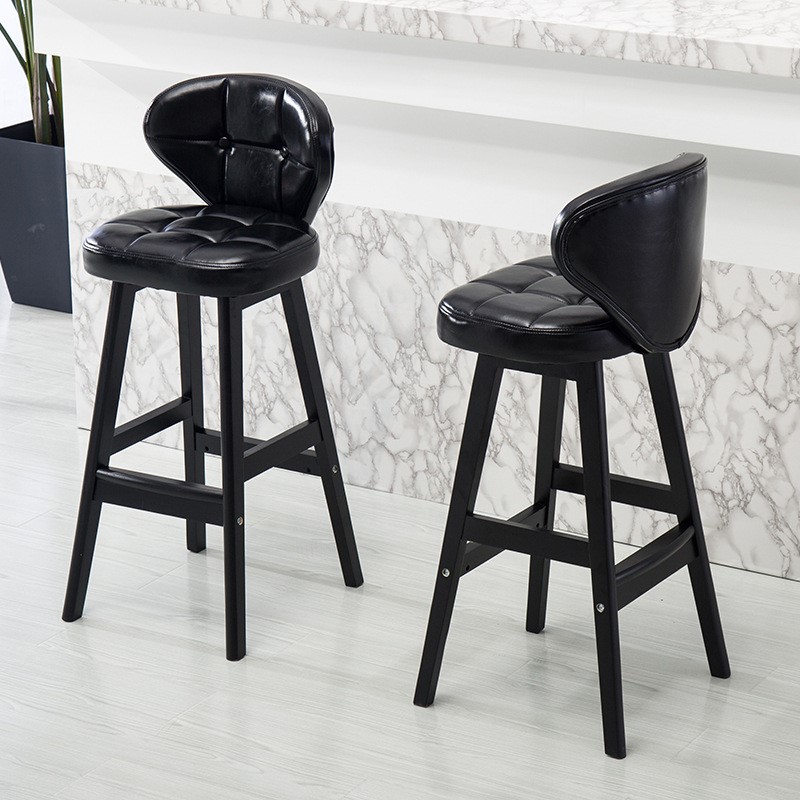 Silla de Bar de madera OMGD, taburete alto para estudio en casa, taburete de Bar trasero, silla de cajero Vintage Simple, silla de Bar