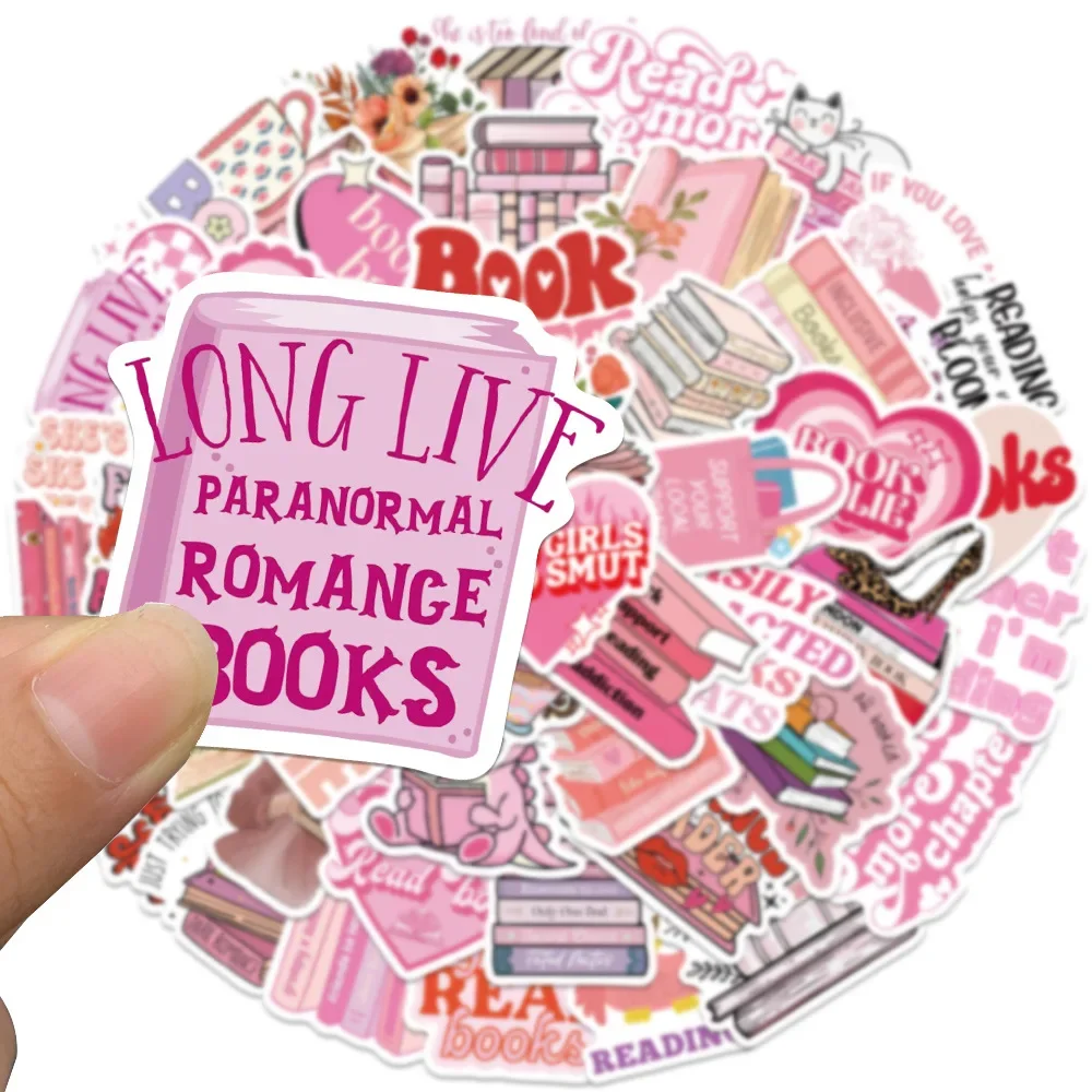 50PCS สีชมพู Smut Bookish Reader สติกเกอร์ความงามรักสาวน่ารักสําหรับ Kindle IPad โทรศัพท์แล็ปท็อปไดอารี่สติกเกอร์ตกแต่งแพ็ค