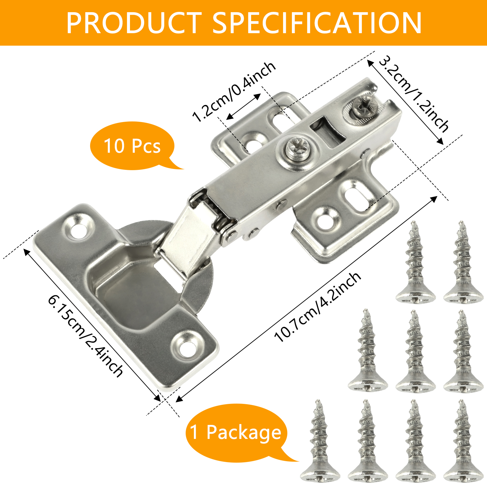 10/20Pcs Door Hinge Stainless Steel Cabinet Door Hinges Hydraulic Damper Buffer Soft Close Quiet Wardrobe Door Concealed Hinges