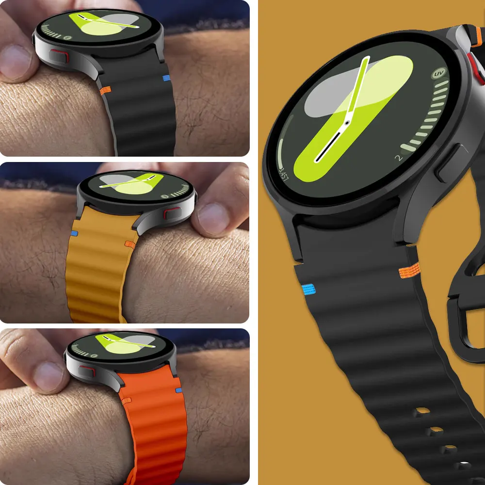 Originalband für Samsung Galaxy Watch 7/FE/5 Pro/6/4 Classic 44 mm 40 mm Silikon-Sportgürtelarmband Correa Galaxy Watch 7 Armband