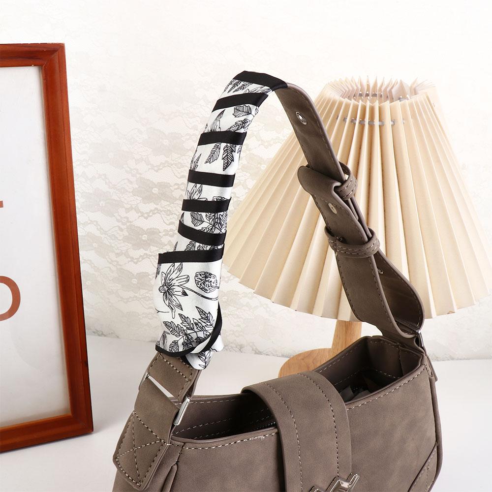 Bufanda de cuello dulce, bufanda larga Ins, pañuelo Floral de hoja, bufanda de seda satinada, cinta para el cabello para mujer, bufanda con estampado de flores, bandas para el cabello