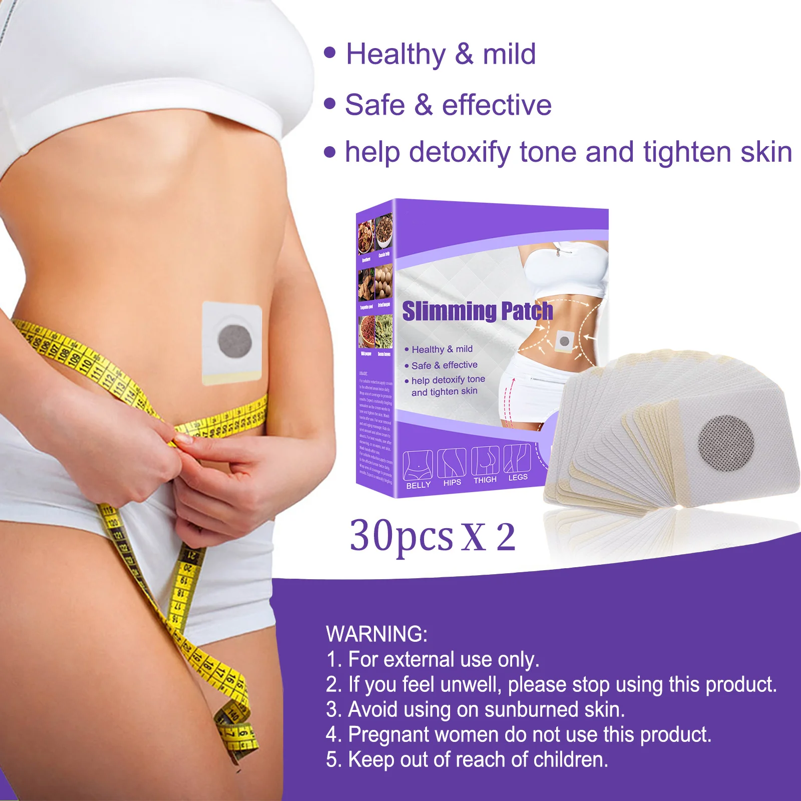 10/60 PCS Pack Slim Belly Patch Slimming Patch ลดน้ําหนักสติกเกอร์แพทช์กระชับสัดส่วน Wormwood Slimming สติกเกอร์