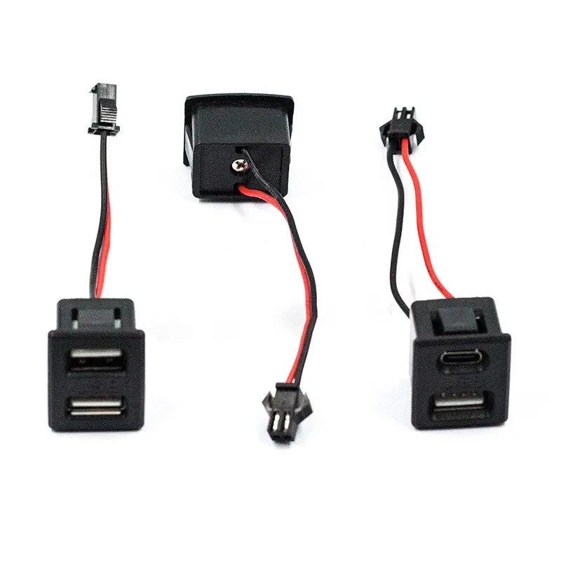 1 ชิ้นสีดําสองชั้น Usb หญิงฐาน Type - C ซ็อกเก็ตและหญิงโคมไฟ Usb ชาร์จซ็อกเก็ตซ็อกเก็ตพร้อมสายเชื่อมต่อ