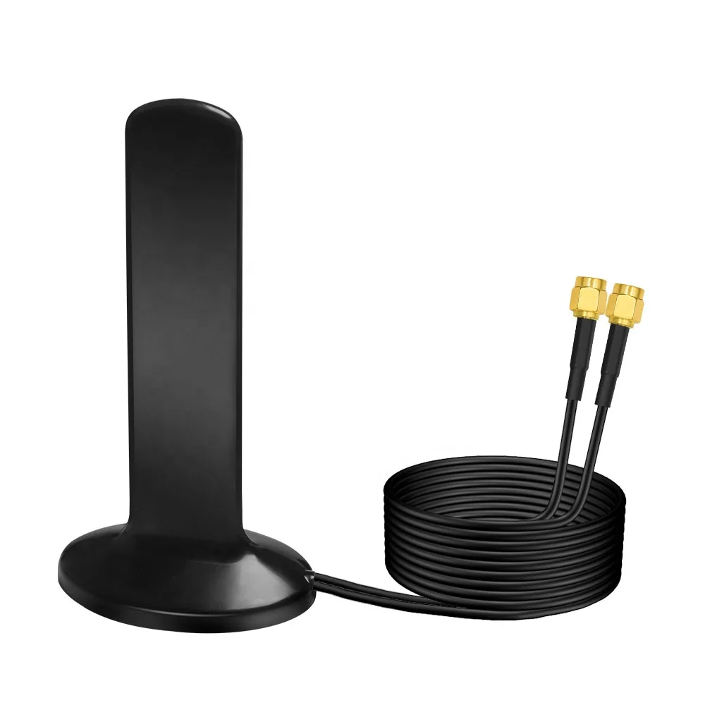 2X2 MIMO 4G LTE 5G เสาอากาศ 12dBi Dual SMA ชาย/TS9/CRC9 ตัวเชื่อมต่อฐานแม่เหล็ก 600-6000MHz Omni กันน้ํา Paddle เสาอากาศ