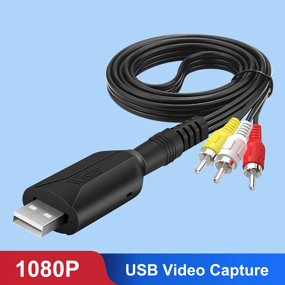 Tarjeta de captura de vídeo USB VHS a RCA Digital a USB 2,0, adaptador de dispositivo de captura de Audio, convertidor fácil de tapar VCR DVR TV para Win7/8/10