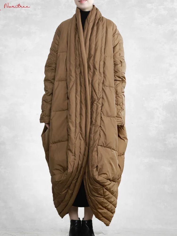 Cocoon Thicker Warm Duck Down Coats Women's Fluffy Down Coat Female Winter Bat Sleeved Oversized Warm Down Parkas wy1814