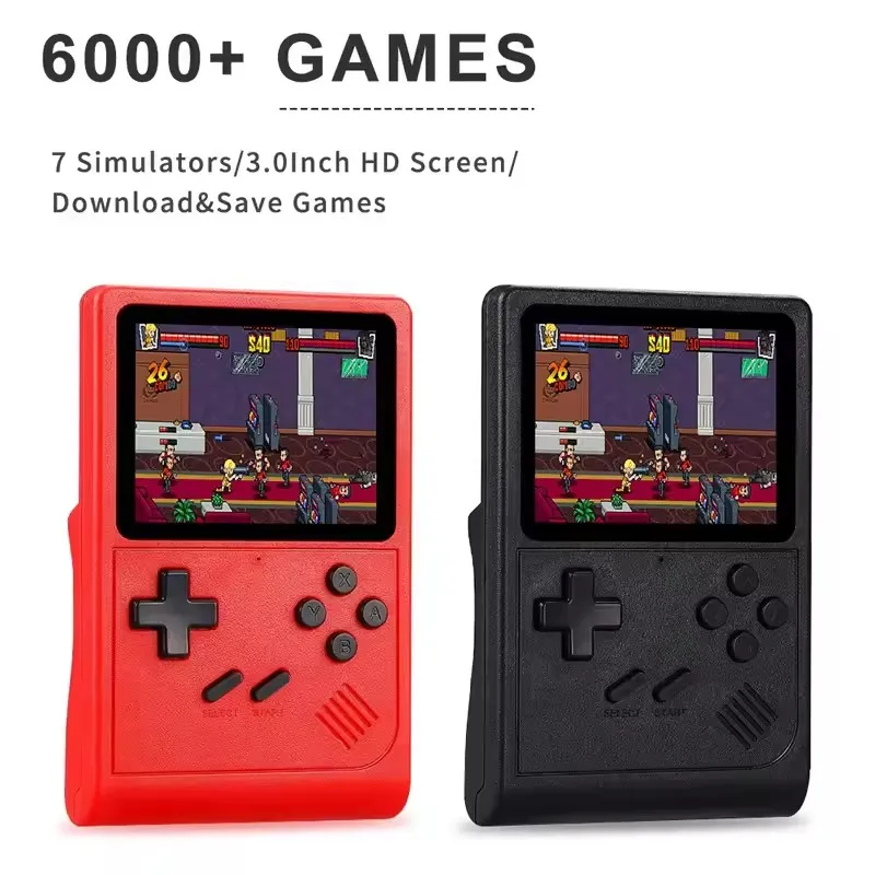 GB300携帯型ゲーム機、3.0インチ画面、TV出力対応、AV出力、レトロゲーム機、8GB内蔵、6000種類以上のゲーム搭載
