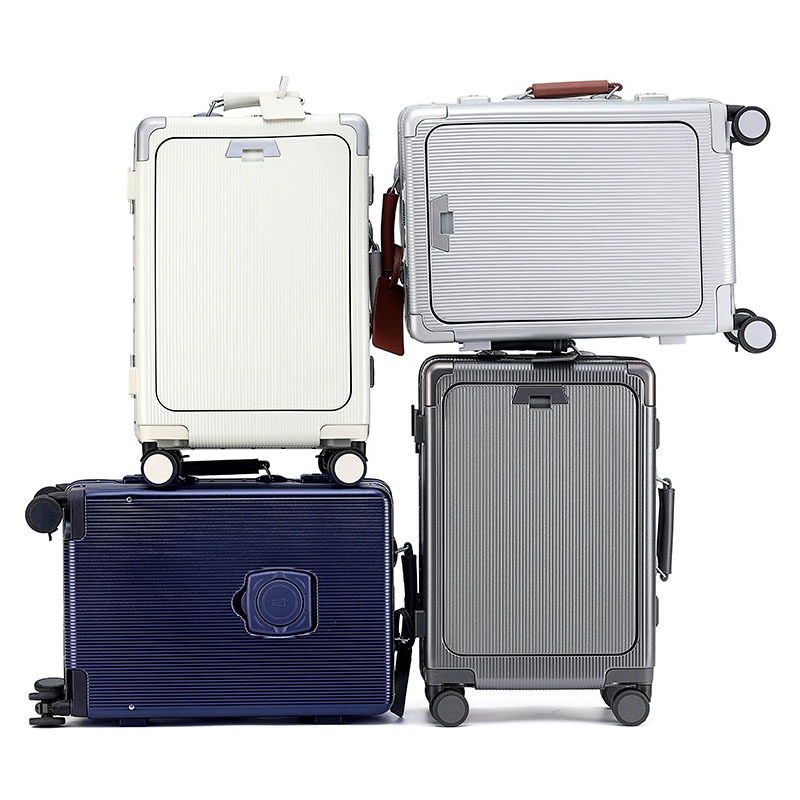 新しいスーツケースワイドハンドルフロントオープニング荷物 USB カップホルダー付き 20/26 インチスーツケース旅行キャビン機内持ち込みパスワードトロリーケース