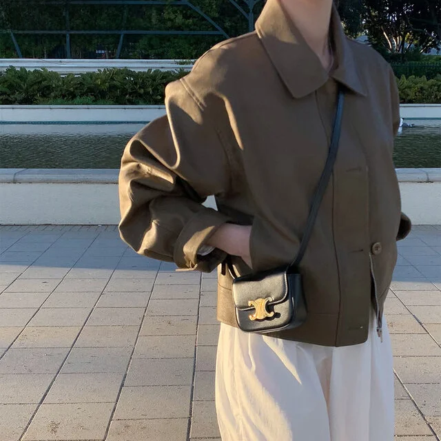 韓国スタイルカジュアル長袖レザージャケットジッパー襟バイカーベストショートコートルーズフィット女性のファッション秋 2024