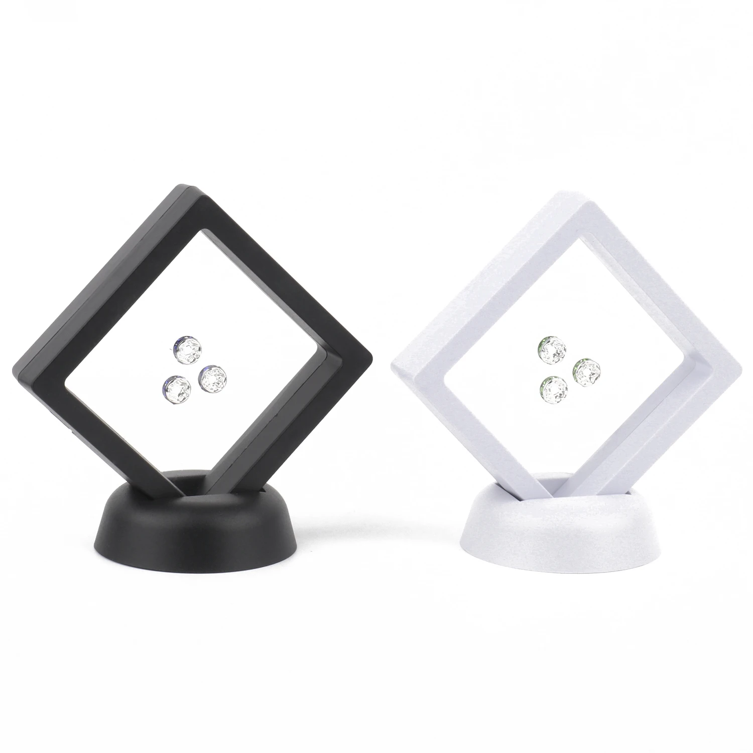 ฟิล์ม PE สีดํากล่องเก็บเครื่องประดับ 3D บรรจุภัณฑ์อัญมณีฟรีขาตั้งกรอบลอยเมมเบรนแหวนต่างหูสร้อยคอ