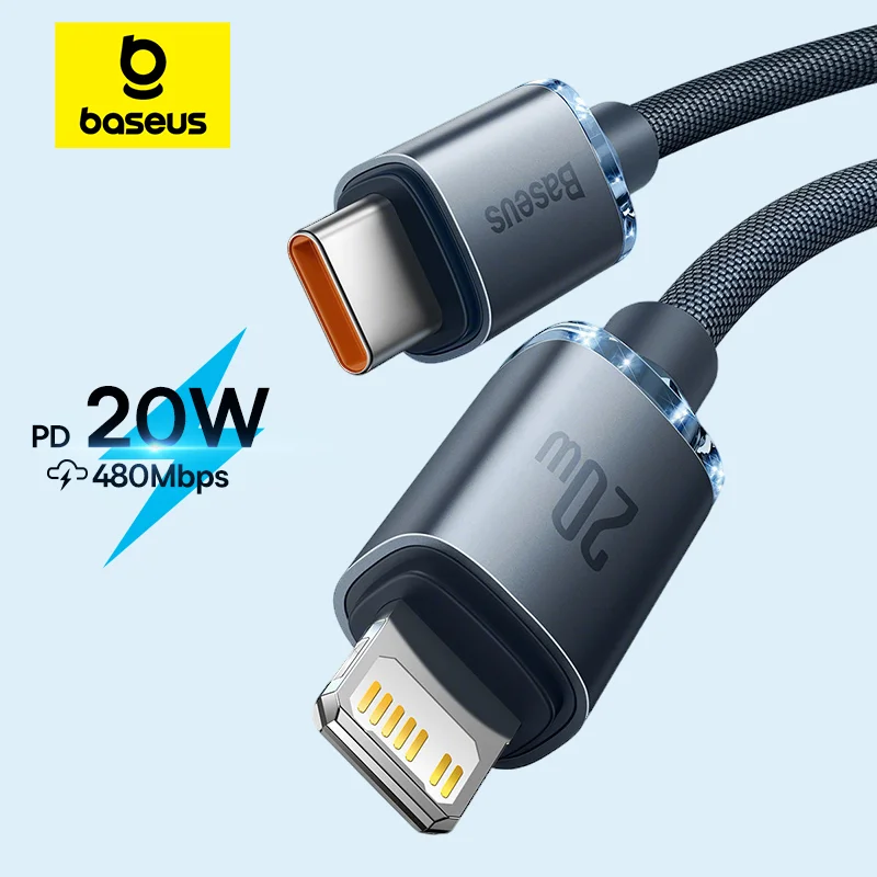 Cable Baseus USB tipo C PD 20W para iPhone 14 13 12 Pro X 8 Cable USB C rápido para iPhone Cable de carga Cable USB tipo C código de Cable
