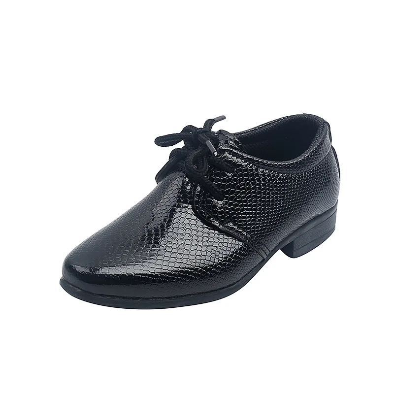 Menino sapato de couro preto branco versátil crianças apartamentos para desempenho escolar causal moda rendas crianças sapatos uniformes formais