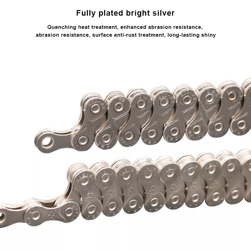 RIDERACE Bicycle Chain 116L 8 9 10 11 12 Speed Silver Ultralight Mountain Road Bike Chain For 24/27/30 Variable Speed Chain