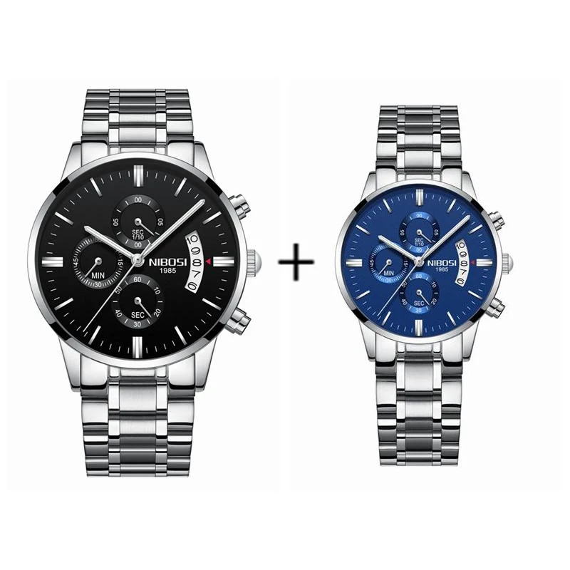 NIBOSI-Reloj de cuarzo resistente al agua para Hombre y Mujer, cronógrafo para amantes, para pareja