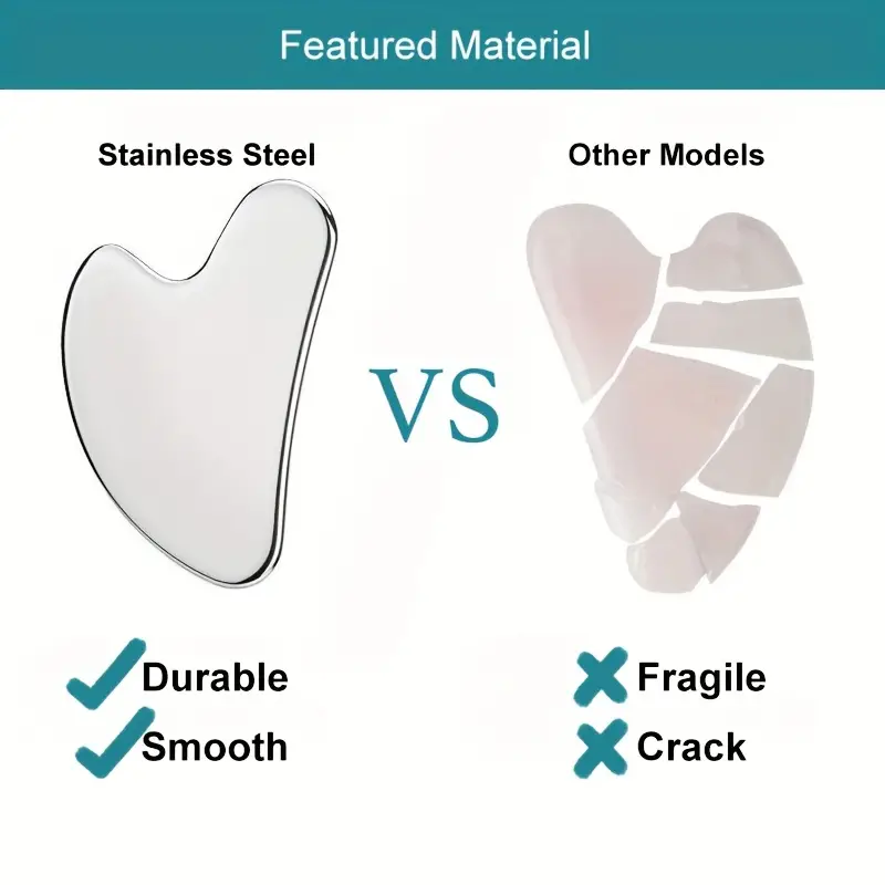 Raspador de massagem facial de aço inoxidável, raspador de beleza, face lift, lei, corpo inteiro, golfinho, coração, coldre