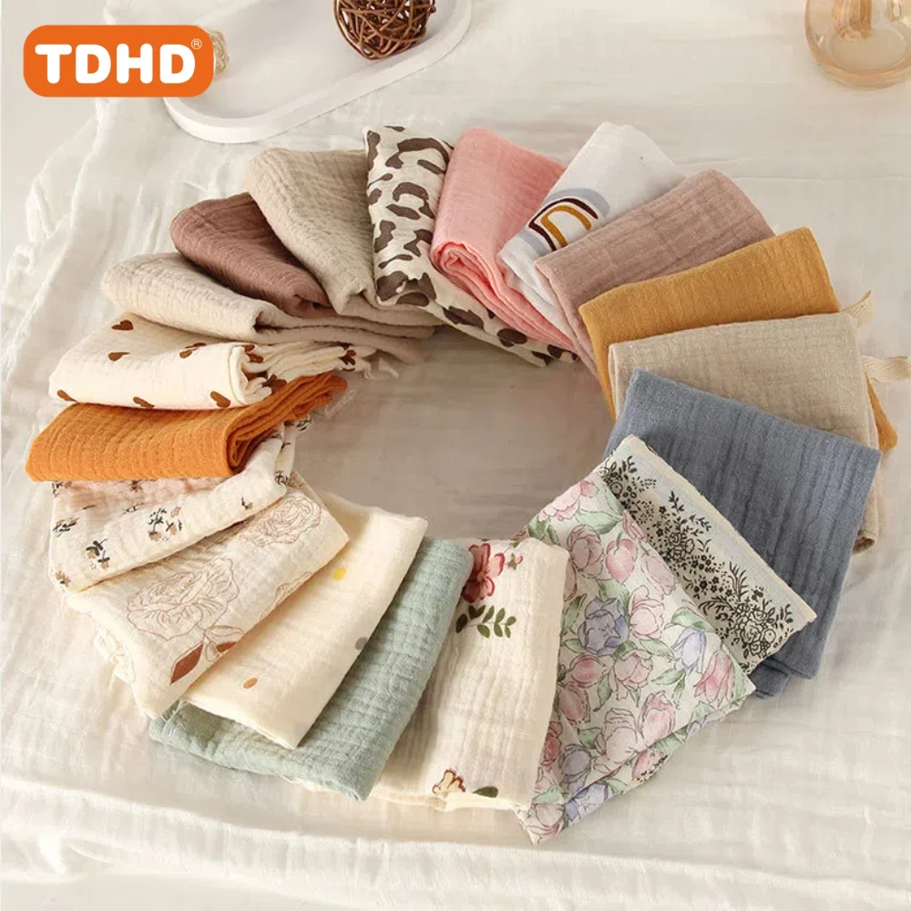 TDHD 5PC 아기 수건 신생아 용품 무슬린 사각형 유아 신생아 손 목욕 샤워 얼굴 수건 부드러운 면 거즈
