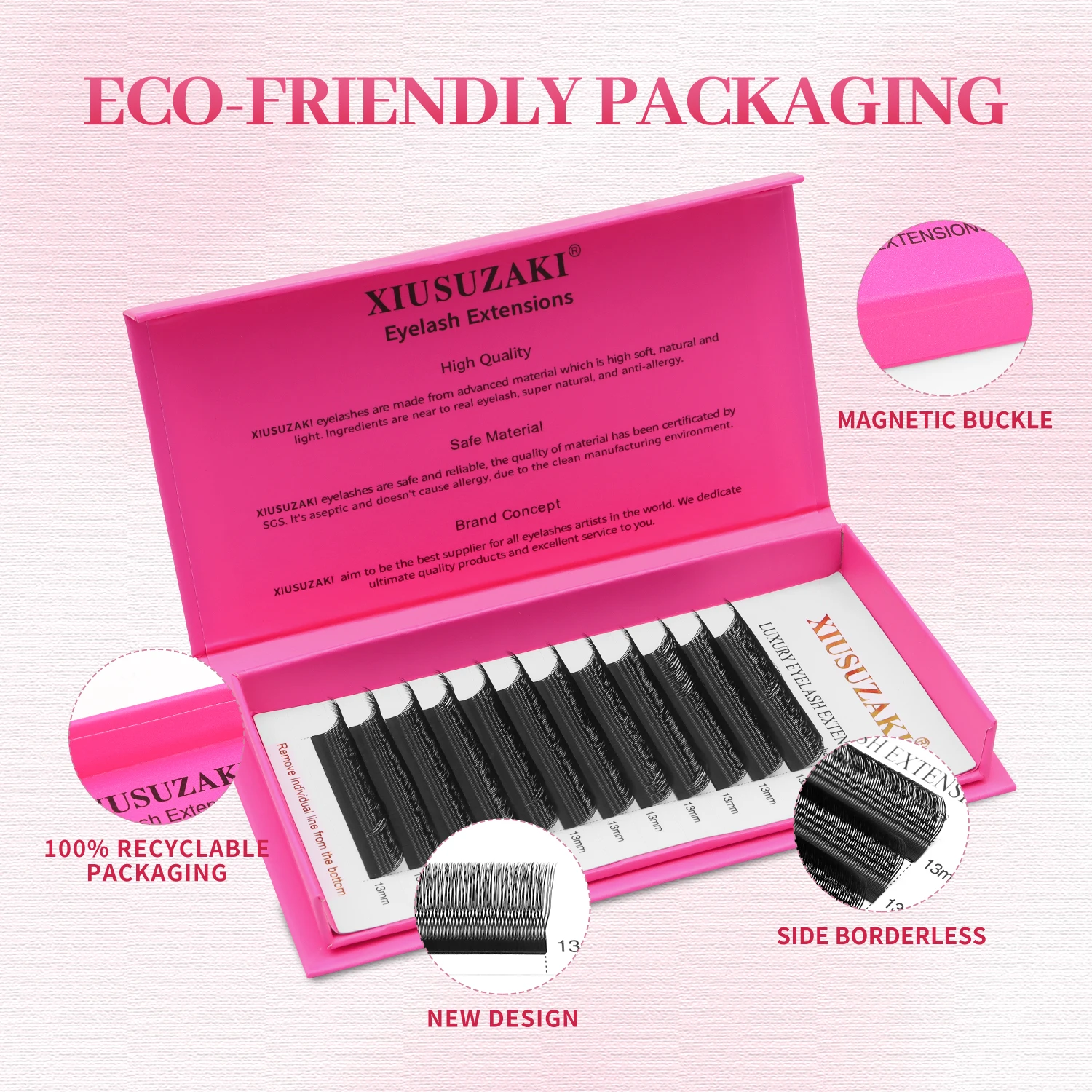 XIUSUZAKI U Shaped Parallel Flower Eyelashes Extensions Matte Black Natural Double Tips 2D YY Lashes Premade Fans Volume Lash