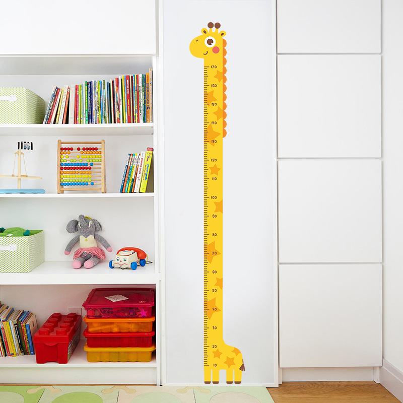 Pegatinas de pared con tabla de crecimiento de medición de altura para niños, calcomanías de medida de altura de animales de dibujos animados para dormitorio de niños, guardería de bebé