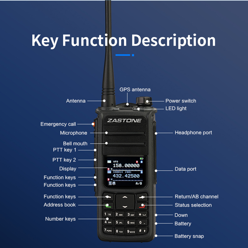 2PCS ZASTONE UV008 DMR 워키 토키 Digita 양방향 라디오 듀얼 밴드 10W 듀얼 타임 슬롯 워키 토키 136-174MHZ 350-480MHZ