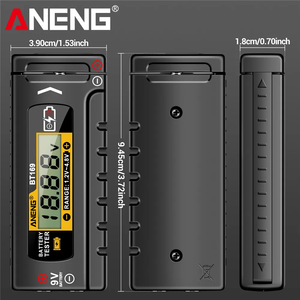 ANENG BT169 Detector de probadores de batería Digital multifuncional medir rápidamente la batería AA/AAA/C/D/9V/1,5 V medición de pila de botón