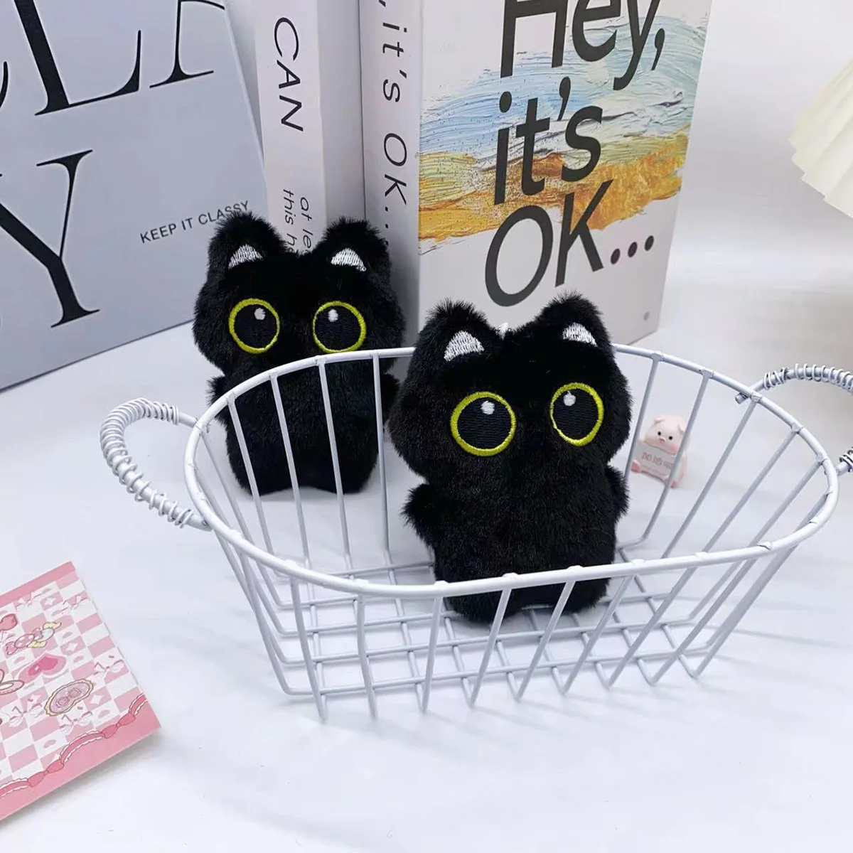 10 cm carino gatto nero peluche bambola piccolo ciondolo coccolone cuscino ins gatto nero peluche bambola per ragazzo ragazza regali di compleanno
