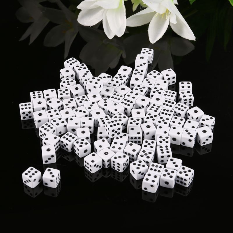 20PCS 5MM 8MM 10MM 12MM 14MM 16MM D6 White Dice Plastic Gaming Right Angle Dice Standard D6 Point Six Sided Cube Dice